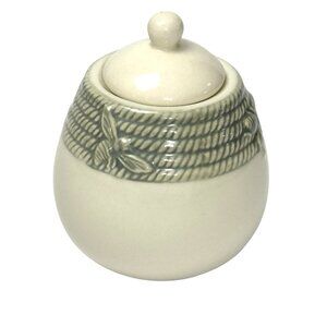 William Sonoma Honey Bee Sugar‎ Bowl Green Beige Honeybee Retired